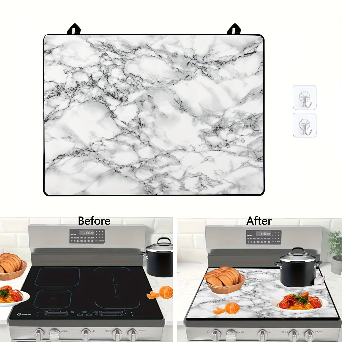 Extra large stove top cover for electric stoves measuring 28.5x20.5 inches (72.5x52cm). This anti-slip waterproof mat is designed to protect glass stove tops from scratches and acts as a flat top oven cover. Additionally, it can be used as a multipurpose