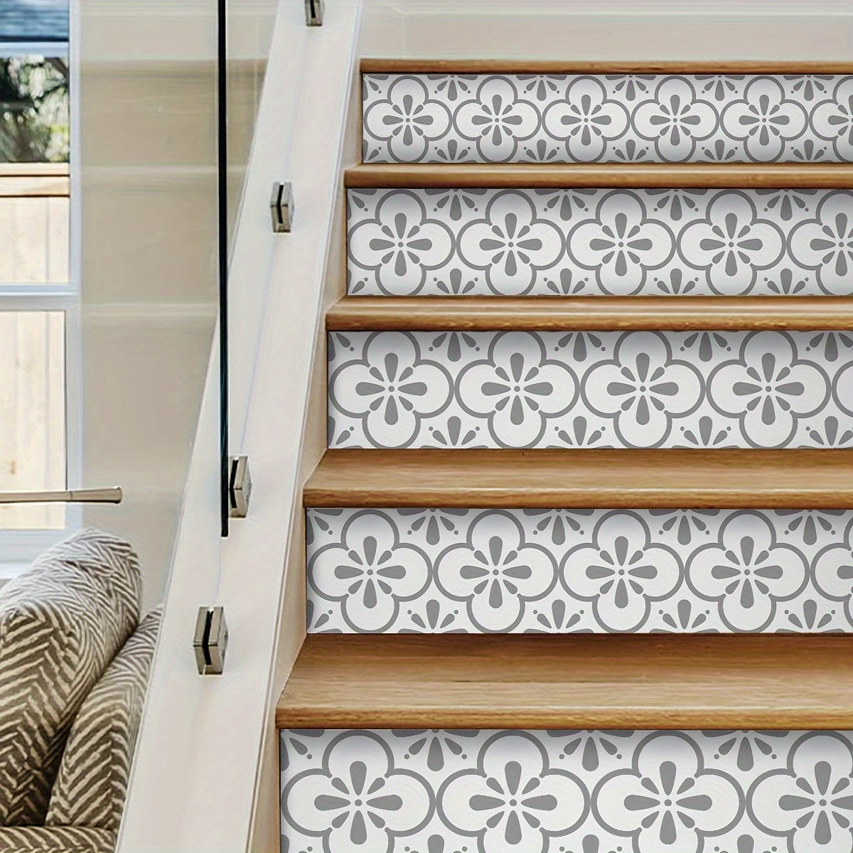 Upgrade your home with our Easy-Apply Geometric & Minimalist Stair Decals. Made from self-adhesive PVC, these decals leave no residue behind and are perfect for decorating your home's bedroom, living room floors, and stairs. Each decal measures