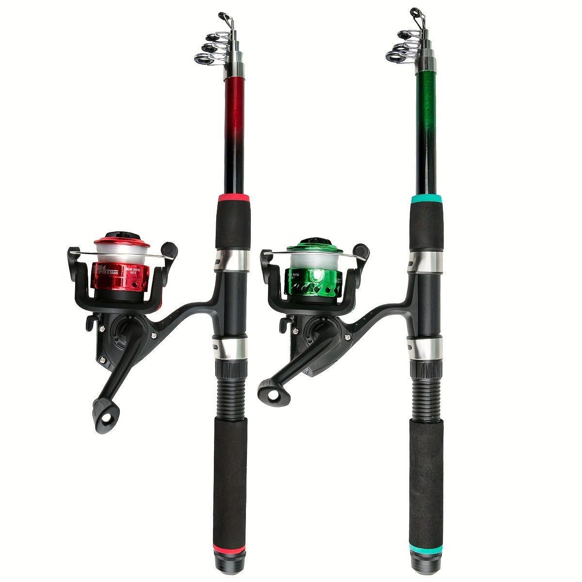 Travel-friendly telescopic fishing rod set with feeder, made of durable FRP, includes carp spinning pole, reel, baits, and hooks.