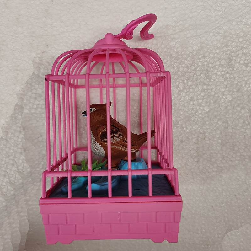 Voice-controlled LED birdcage with sound & light features in pink or blue. Made of durable PP material. Ideal for pet birds.