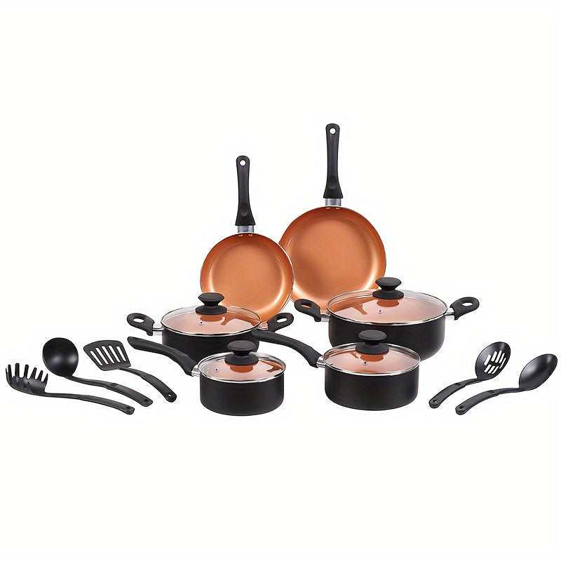 Nonstick Cookware Set with 15 Pieces - Includes Soup, Milk, and Frying Pans - Ideal for Gifting and Family Gatherings