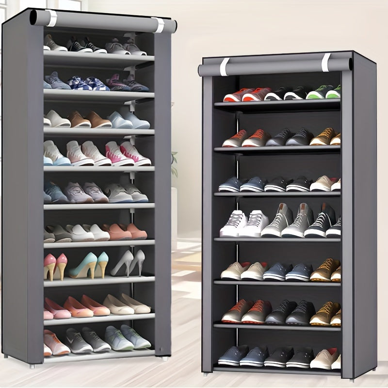 Easily assemble 8/10 layer shoe storage cabinet with large capacity, dustproof, suitable for home or dormitory use.