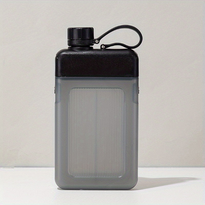 Flat 13oz BPA-free water bottle suitable for travel, sports, camping, gym, and outdoor activities.