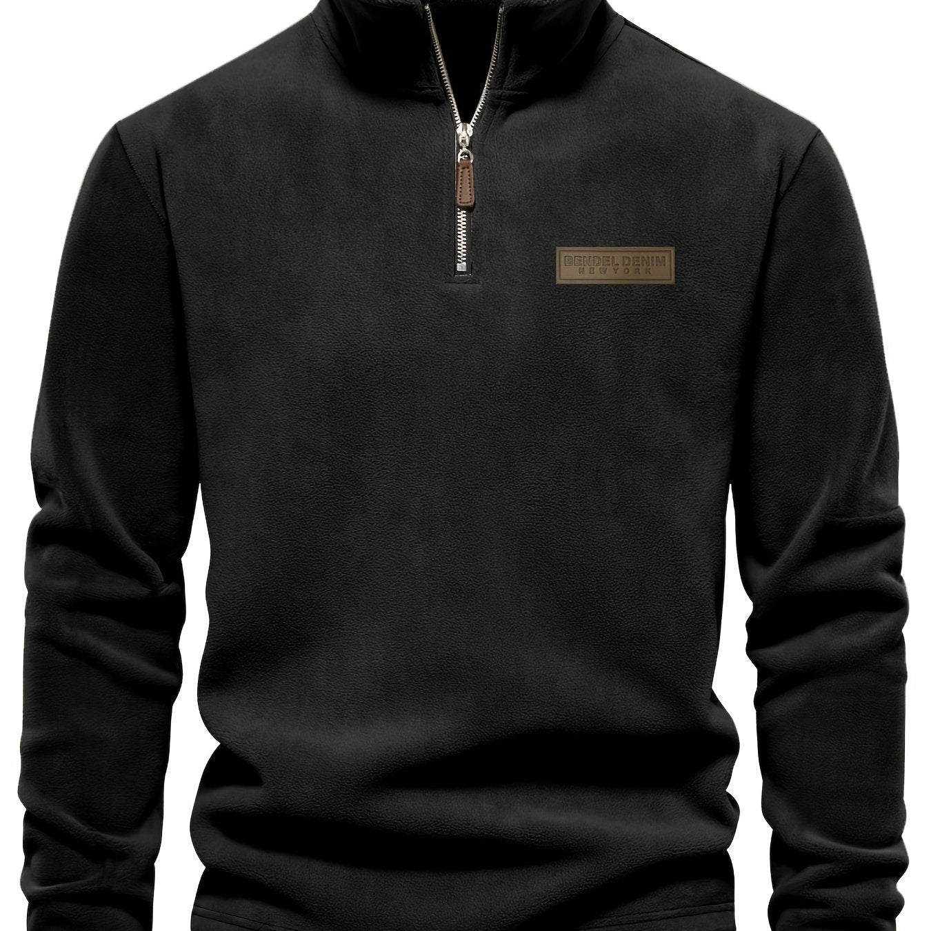 Men's Half-Zip Fleece-Lined Sweatshirt- Casual, Stand Collar, Long Sleeve for Fall/Winter