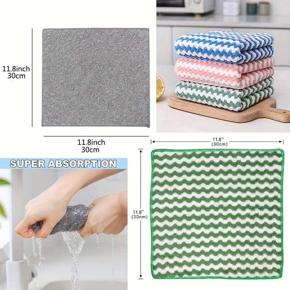 12pcs Kitchen Dish Towels made of Bamboo Charcoal Fiber, Highly Absorbent and Fast Drying, Nonstick Oil Washable Dish Rags.