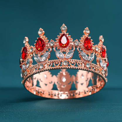 This stunning Baroque style bridal tiara features intricate golden water diamond embellishments, making it ideal for beauty pageants, proms, and formal events. Adorned with delicate flowers in a beautiful full circle design, this tiara is perfect for