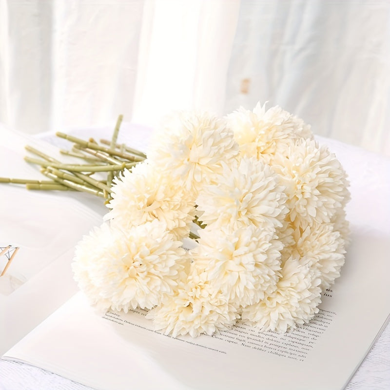 5 artificial chrysanthemum and dandelion flowers for DIY wedding decor.