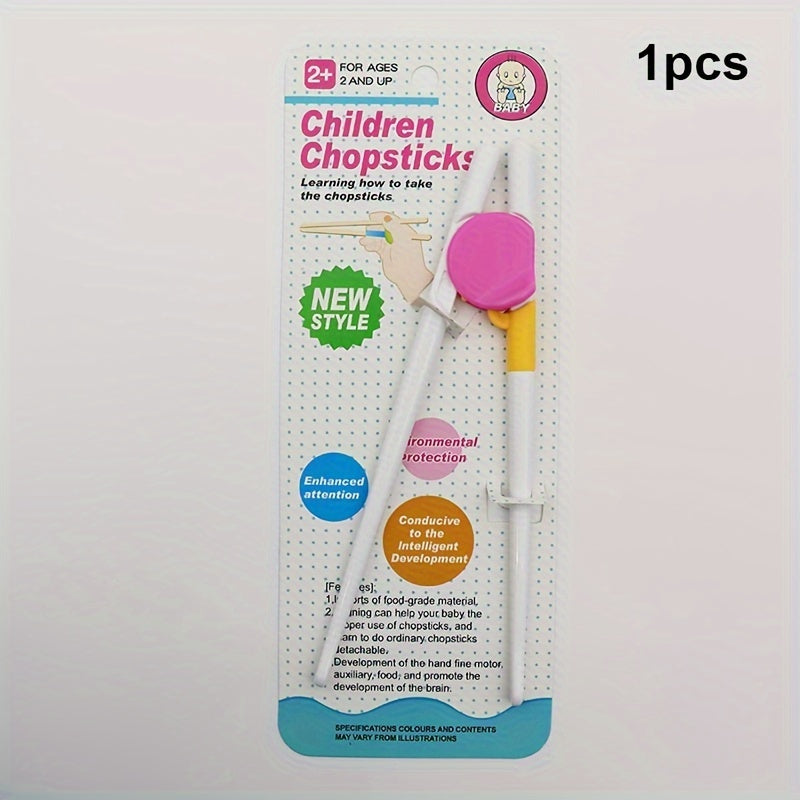 Training chopsticks set for beginners with detachable and reusable design, suitable for children, color available in red.