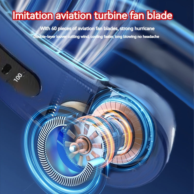 Portable Neck Fan With LED Display, Power Display Rechargeable Hands-Free Bladeless Fan, 5-Speed Wearable Personal Fan, USB Walking Air Conditioning at Wholesale Price