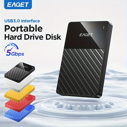 EAGET Portable Hard Drive Disk in 500GB/320GB/250GB sizes, USB 3.0 for Mac, PS4, PC, Laptop, Xbox, no battery needed.