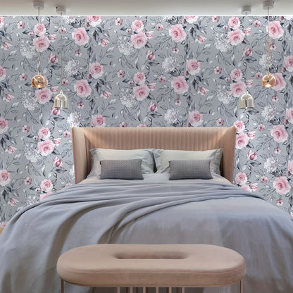 1 roll of elegant pink floral self-adhesive wallpaper, easy to use and durable for various rooms and furniture decor, with a removable, seamless floral pattern.