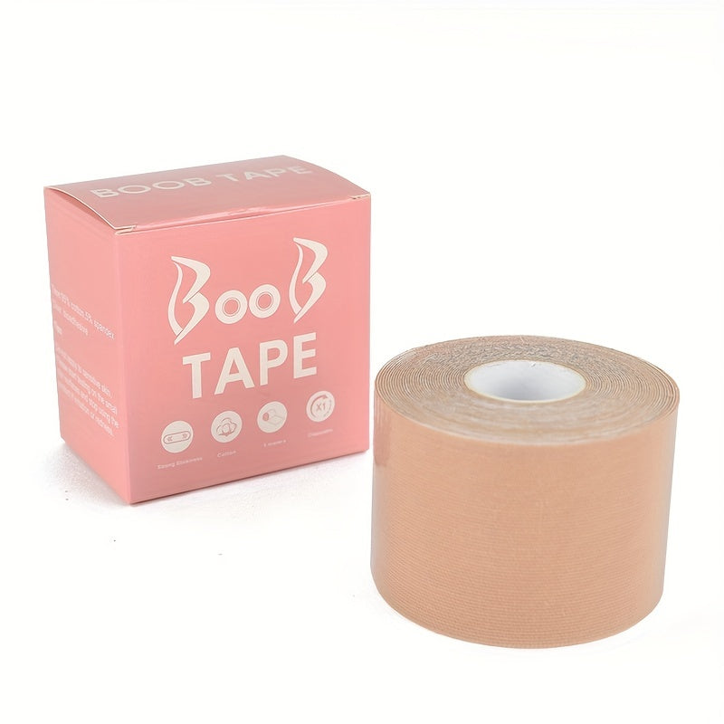 Breathable adhesive tape lifts and supports breasts discreetly for strapless dresses and lingerie.