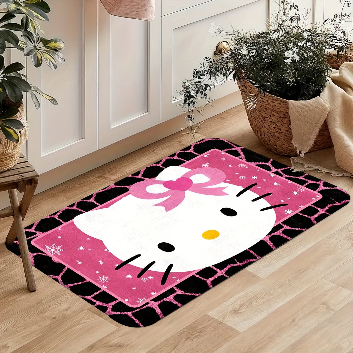 Get Hello Kitty Themed Indoor Door Mats for Winter and Christmas Decorations. These mats have non-slip, thickened designs that are perfect for use in kitchens, bathrooms, and laundry rooms.