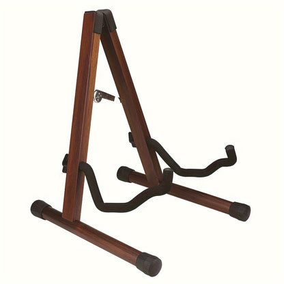 Guitar stand for acoustic, electric, bass, classic banjo, and multiple guitars, made of wood and portable with accessories.