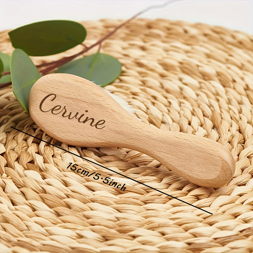 Personalized Wooden Hair Brush with Engraving, featuring Ramadan Sheep, Star, and Moon design. Customize with a name for a unique and thoughtful gift, perfect for Mother's Day or a birthday celebration. A special souvenir to cherish.