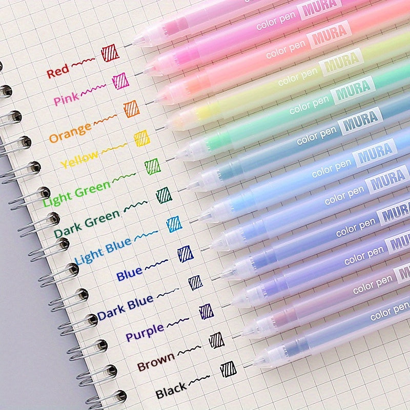 12pcs Kawaii blue gel pens 0.5mm for journaling and school supplies