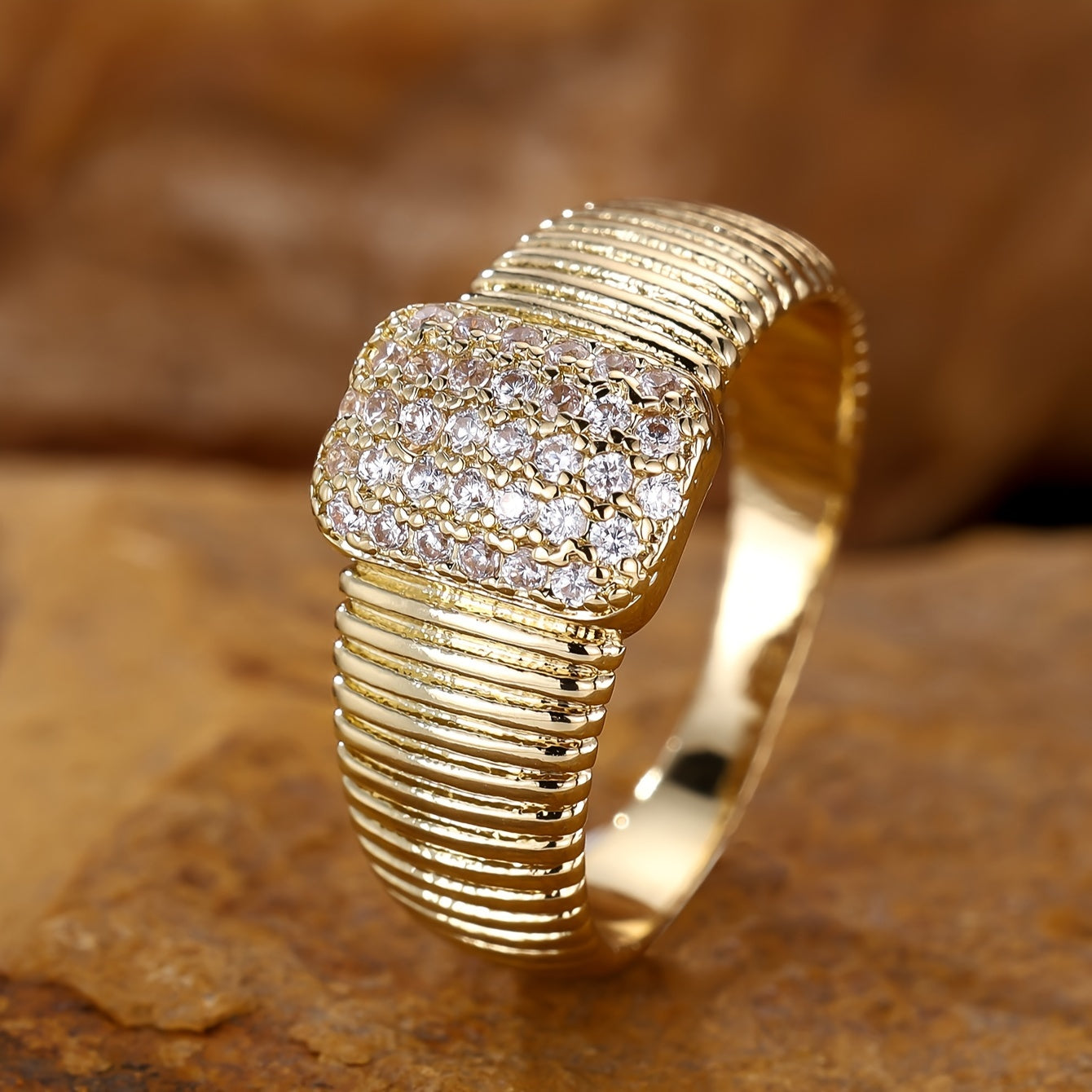 Statement: Vintage Style Luxury Fashion Women's Wide Band Ring made of Unplated Copper with Synthetic Cubic Zirconia - Ideal for Party, Wedding, Anniversary, Engagement, and as an All-Season Accessory.