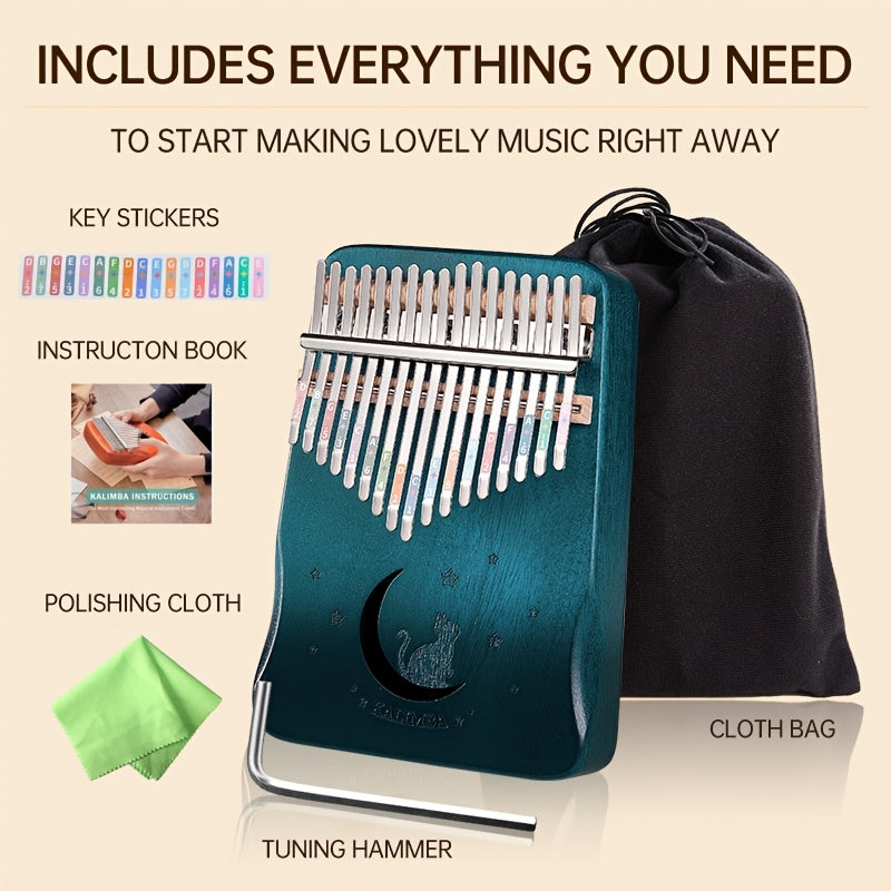 Easy-to-learn 17-tone thumb piano kalimba, perfect birthday gift and popular musical instrument for beginners.