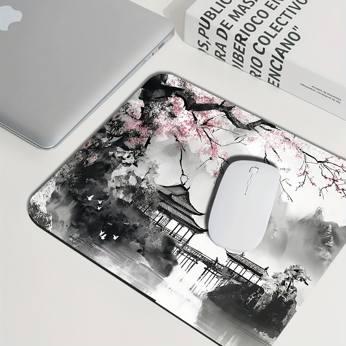 Cherry Blossom Watercolor Gaming Mouse Pad - XL size with Non-Slip Base, Polyester, Rectangular, Ideal for Office and Home Use, 80.01 x 29.97 cm