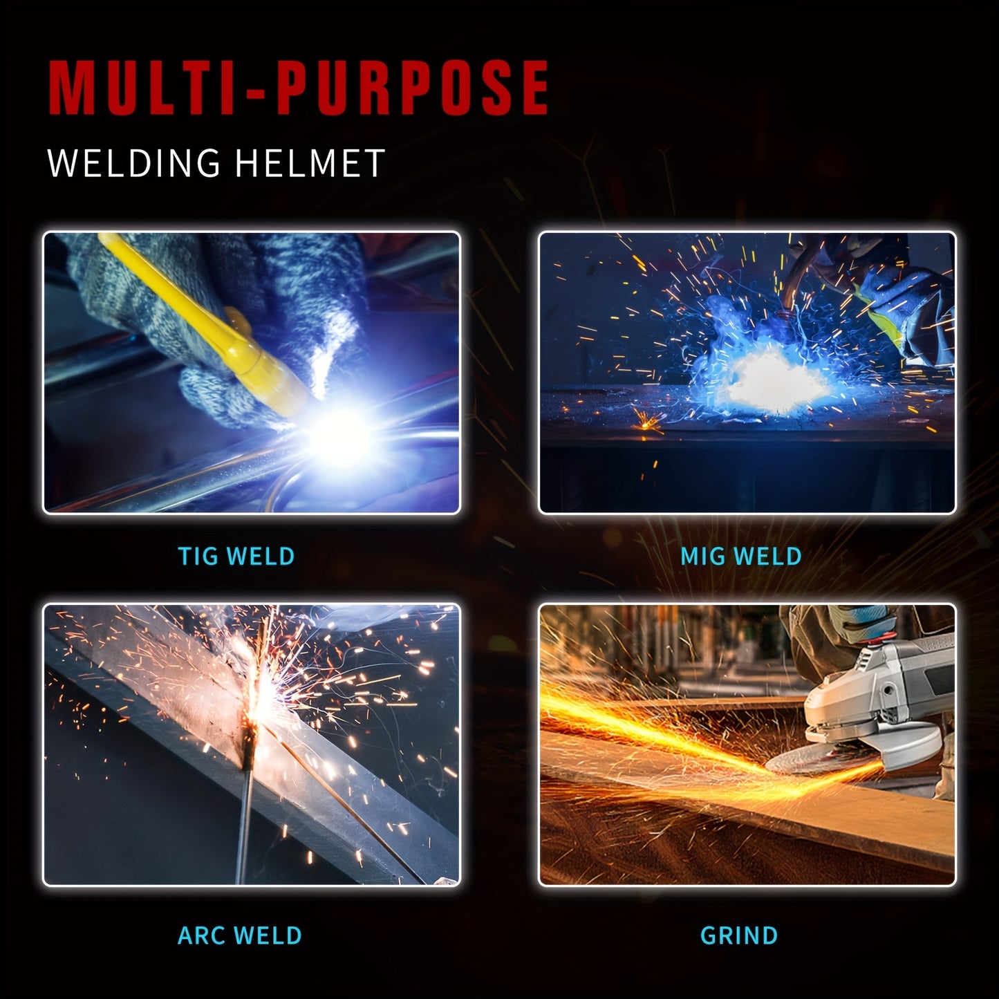 TRQWH Welding Hood: Auto Darkening Helmet for Men with Top Optical Clarity, Wide Shade 9-13, Dual Arc Sensor, Solar Powered, Ideal for MIG, TIG, ARC Welding and Grinding.