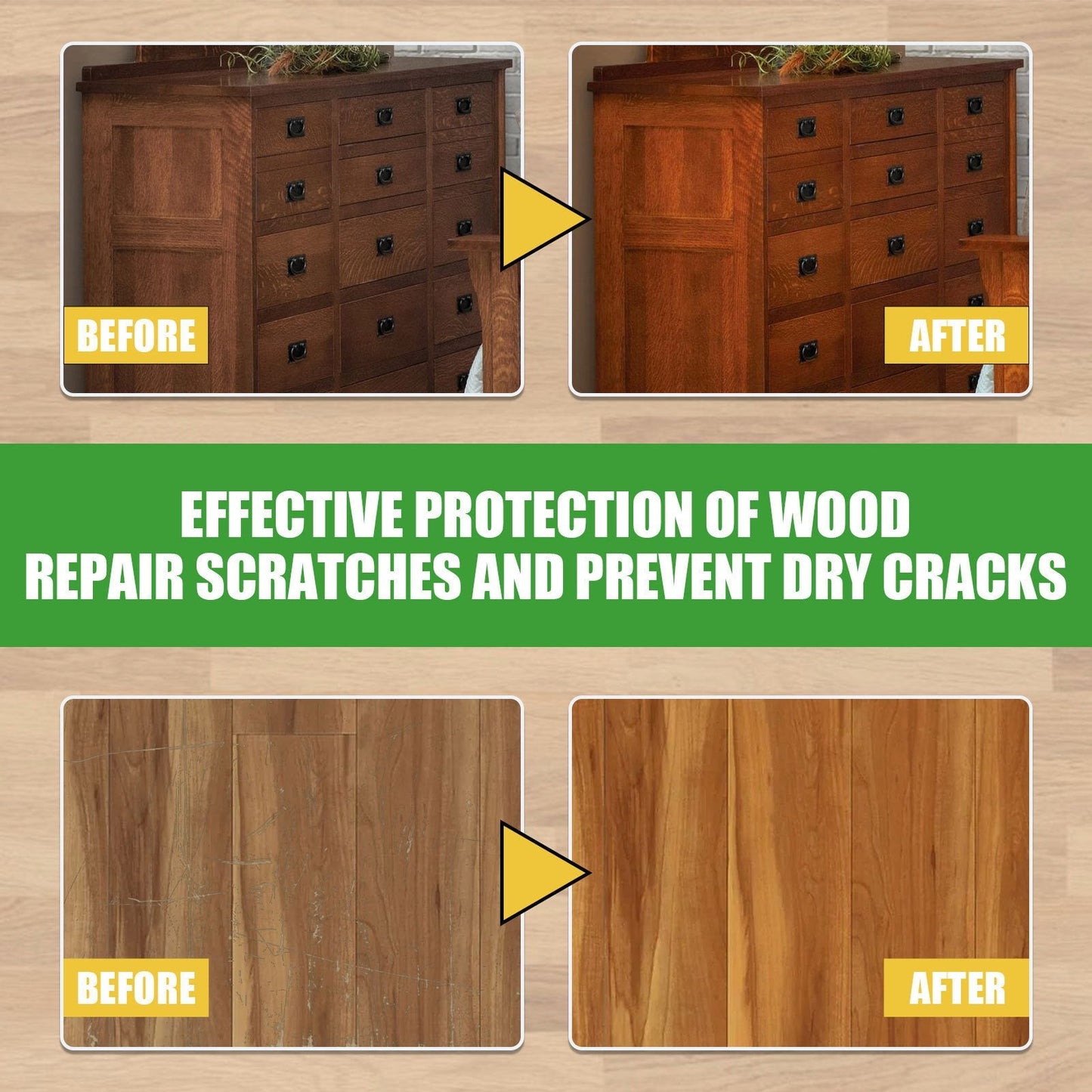 Repair and restore your wood surfaces with the 1pc Beeswax Wood Scratch Repair Kit. This 100g kit is designed to brighten floors and furniture with its natural beeswax formula. The honeycomb design container makes it easy to apply for home care, color