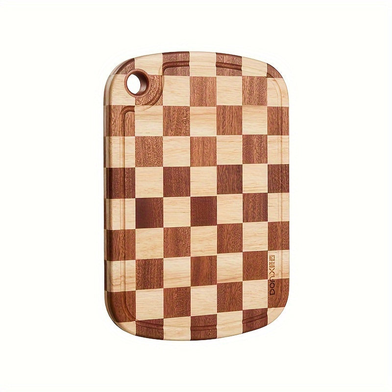 Checkered Pattern Walnut Wood Cutting Board - Versatile Chopping Block for Meat, Cheese, Bread, Veggies, and Fruits - Great for Home and Dorm Cooking, Essential Kitchen Tool, Ideal Holiday/Winter Present, Solid Wooden Chopping Block, Cold-Resistant