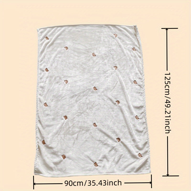 Soft and warm air-conditioning quilt for youngsters, cream white, with cozy embroidered flannel blanket.