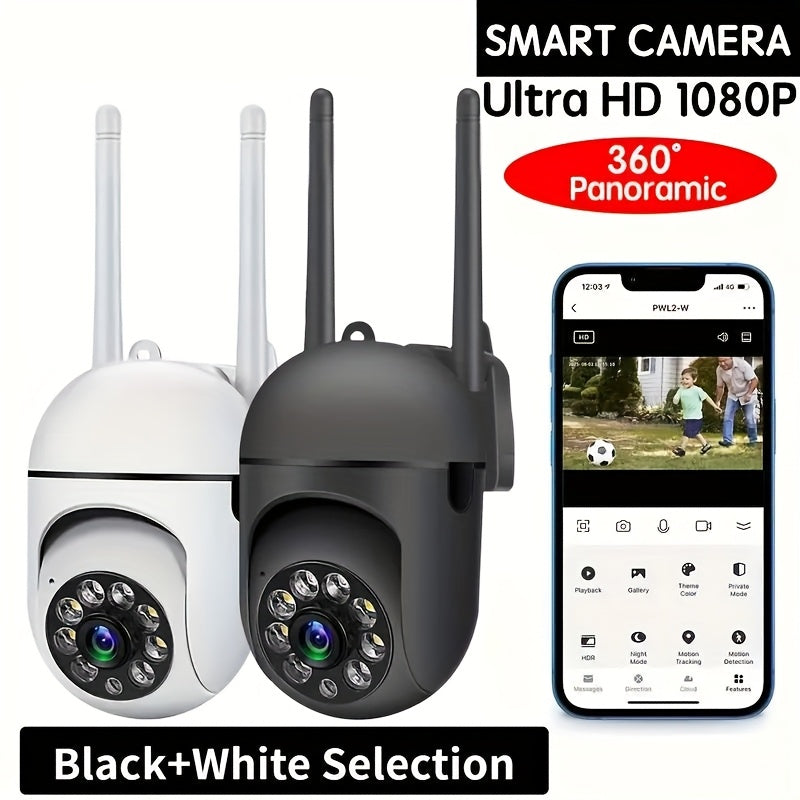 HD security camera with 2-way audio, PTZ, color night vision, Wi-Fi, and motion tracking. Ideal for smart home security indoors and outdoors.