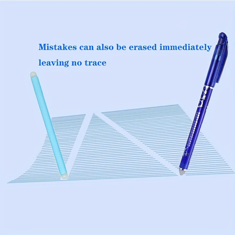 Set of 36 erasable gel pens (0.5mm, blue) with replaceable cores and needle tube tips for the office or students.