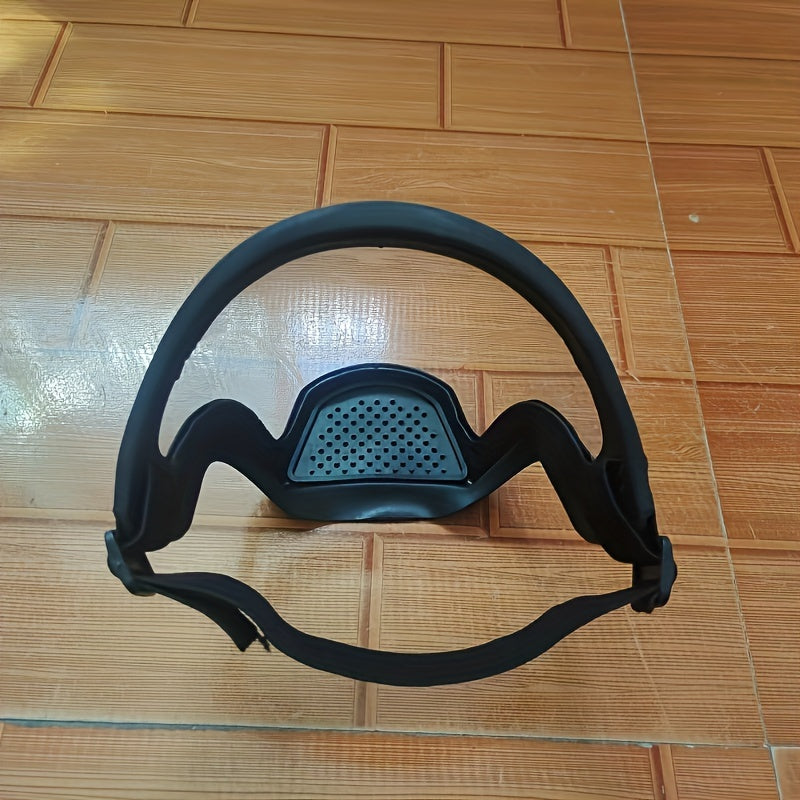 Protective mask for outdoor and kitchen use, made of durable transparent plastic with secure closure.