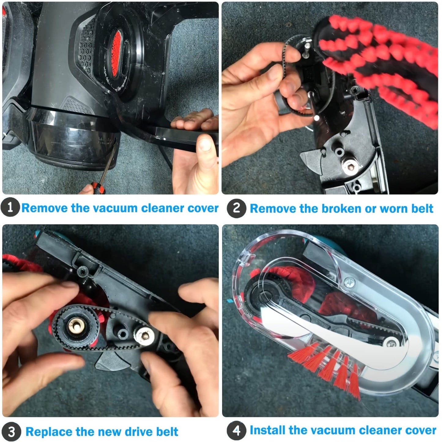 Get a set of 3 replacement belts for your Bissell Proheat 2X Revolution Pet Carpet Cleaners. These belts are compatible with models 1548, 1551, 1551W, and 1550 Series, and can replace parts 1606419, 1606418, and 1606428.