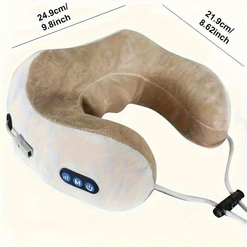 1pc Electric Neck Massager, U-shaped Pillow with Memory Foam and Heat for Deep Tissue Kneading Relaxation on the go, perfect Father's Day gift.