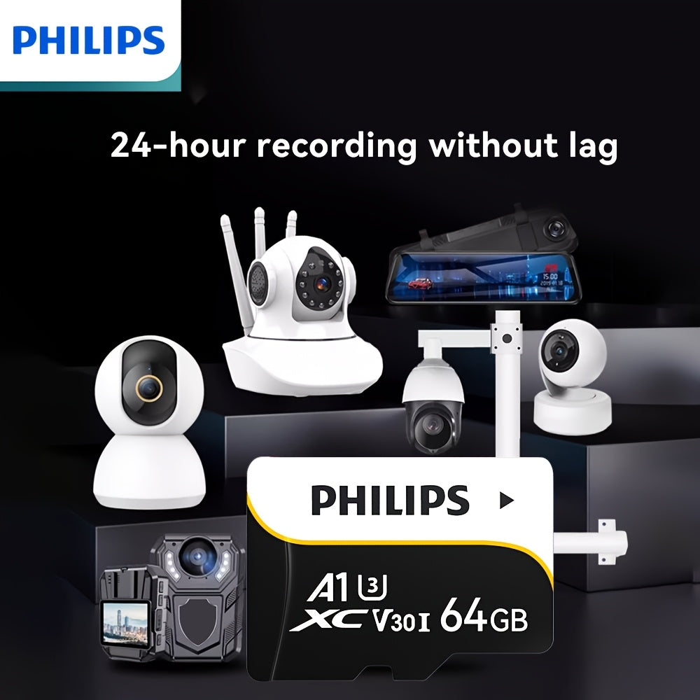 High Speed Micro SD Card with various capacities for surveillance cameras, dash cams, and smart devices with included adapter.