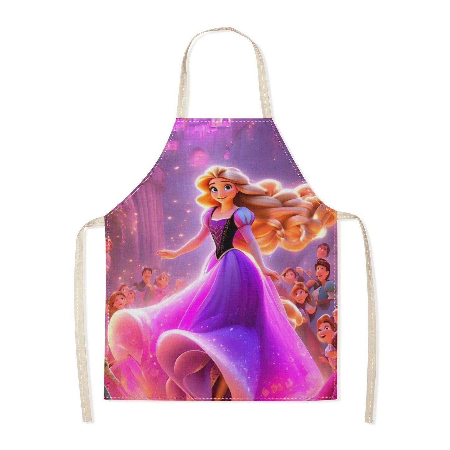 Waterproof apron with vibrant and durable polyester featuring a fairy tale print from the Disney Cinderella cartoon, perfect for kitchens, restaurants, hotels, and home use.