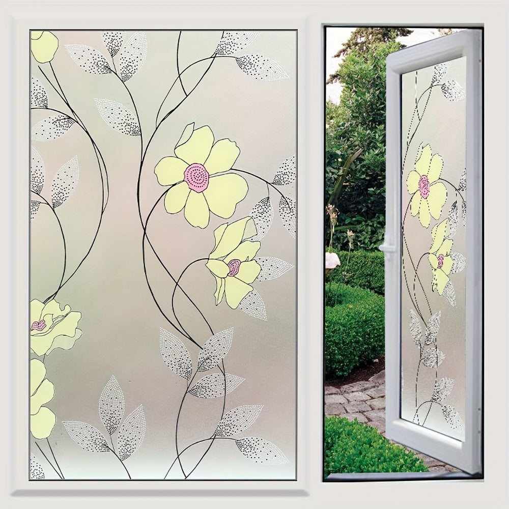 PVC Window Privacy Film in Glam Style – Easy to Apply Frosted Glass Covering for Home Decor, Blocks UV Rays, Manages Heat – Self-Adhesive for Bedroom, Kitchen, Bathroom Doors and Windows