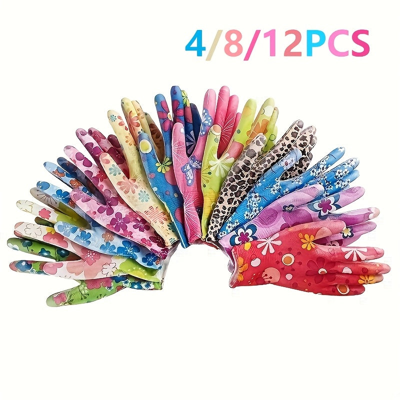 4/8/12pcs Women's Gardening Gloves with Advanced Grip, Durable and Breathable, Perfect for Gardening, Landscaping, and Protecting Nails and Fingers, Random Color