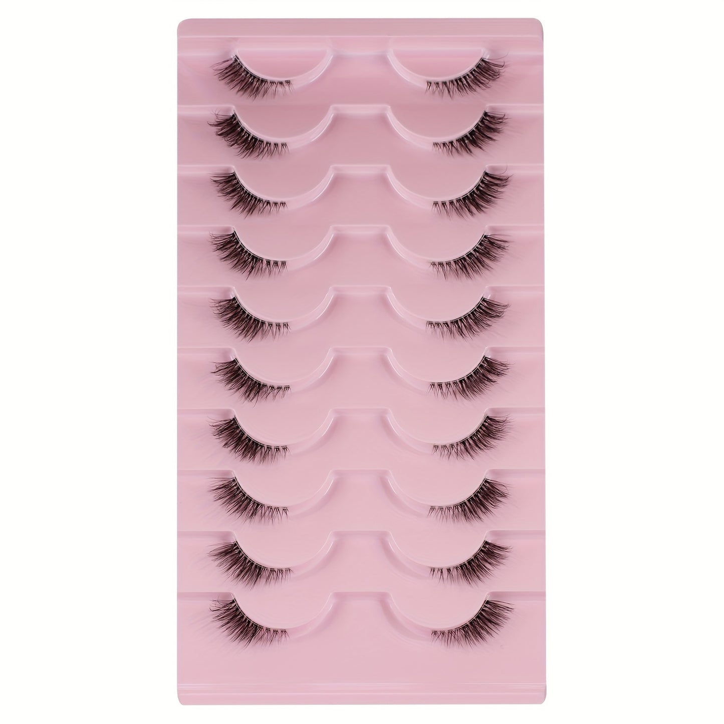 Set of 10 pairs of luxurious false eyelashes in various styles with mixed lengths and ultra-thin fibers for easy application and reusability. Includes 3D wispy cat eye lashes with