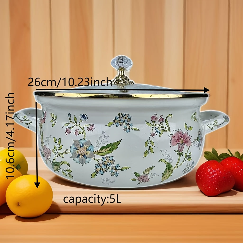 Large Capacity Enamel Hot Pot - Perfect for Soup & Porridge, Versatile and Easy to Clean with Bright Colors, An Ideal Kitchen Accessory