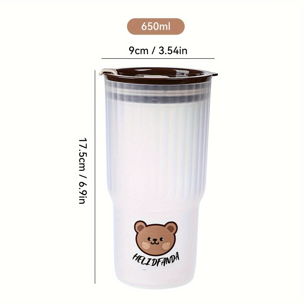 650ml Cute Bear Design Plastic Water Bottle, Leak-proof and Portable coffee cup, ideal for both youngsters and adults on the go.