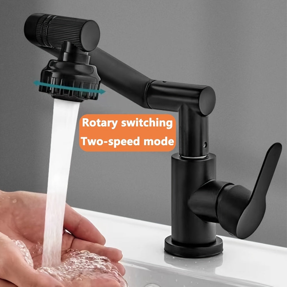 360° Rotating Sink Hot And Cold Water Faucet with Universal Rotating Mechanical Arm Nozzle and ABS Faucet Adapter. Ideal for RV, camper, travel trailer, and kitchen faucet replacement.