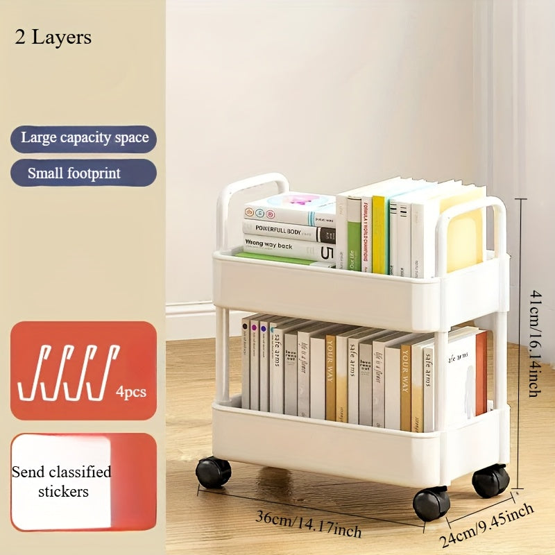 Flexible Rolling Cart with Multiple Layers, Perfect for Organization in Kitchen, Living Room, Bathroom, or Bedroom. Mobile and Sturdy, Made of Durable Plastic for Modern Storage Needs. Ideal for Various Storage Purposes.