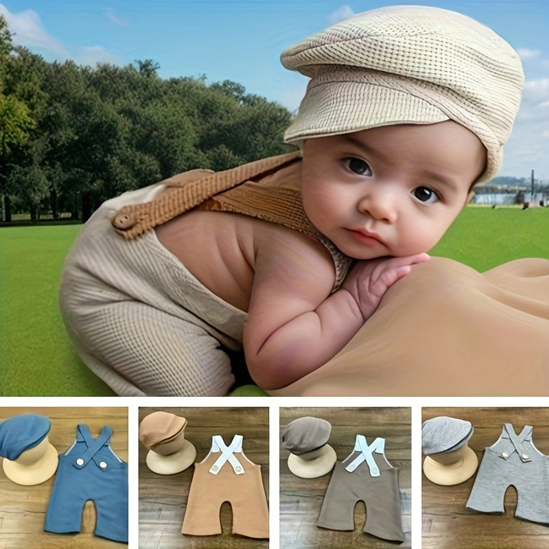 Newborn Photography Props Set: Children's Knitted Hat and Tight Body Suit