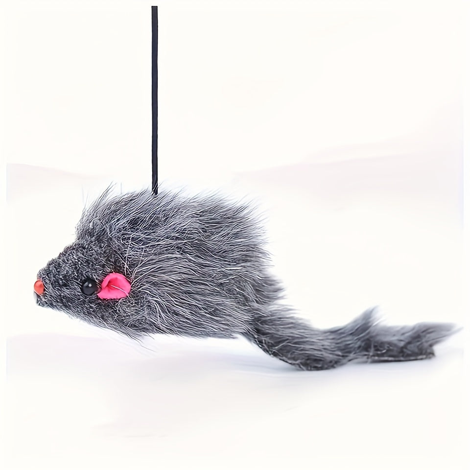 Adjustable hanging plush cat teaser toy with interactive design, suitable for all breeds and battery-free.