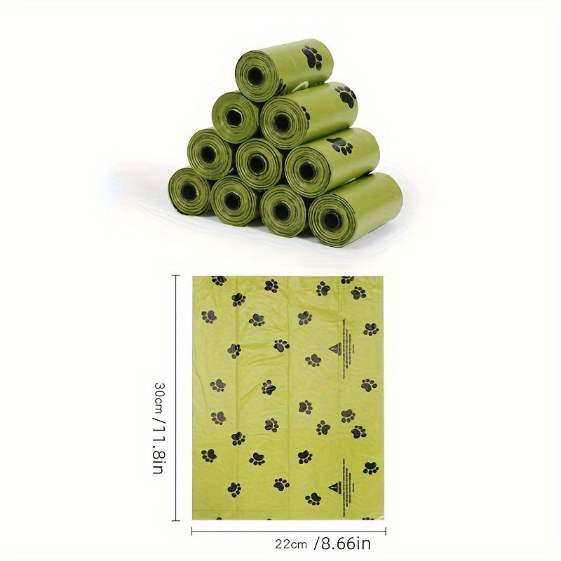 - 14 rolls of leak proof dog waste bags with cute paw print design for pet cleaning and outdoor use.