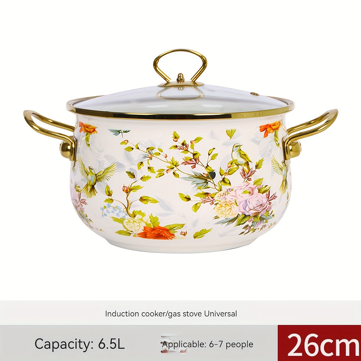 Premium Enamel Soup Pot featuring Dual Handles - Designed for High Temperatures, Spacious for Stewing & Boiling, Compatible with Gas and Electric Stoves, Ideal for Home and Restaurant Use in Kitchens