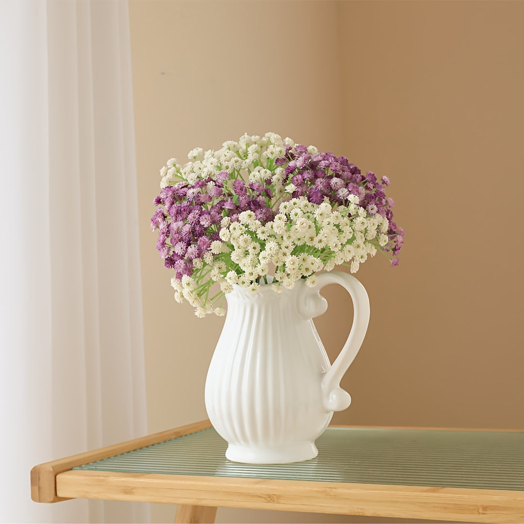 Vibrant artificial Gypsophila bouquet for various occasions, featuring realistic PE Youngsters's Breath flowers. Ideal for weddings, birthdays, bridal showers, and festive holidays. Perfect for home, table, cafe decoration, and photo props.