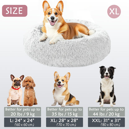 Cozy round pet bed for dogs, ideal for autumn and winter indoor sleeping.