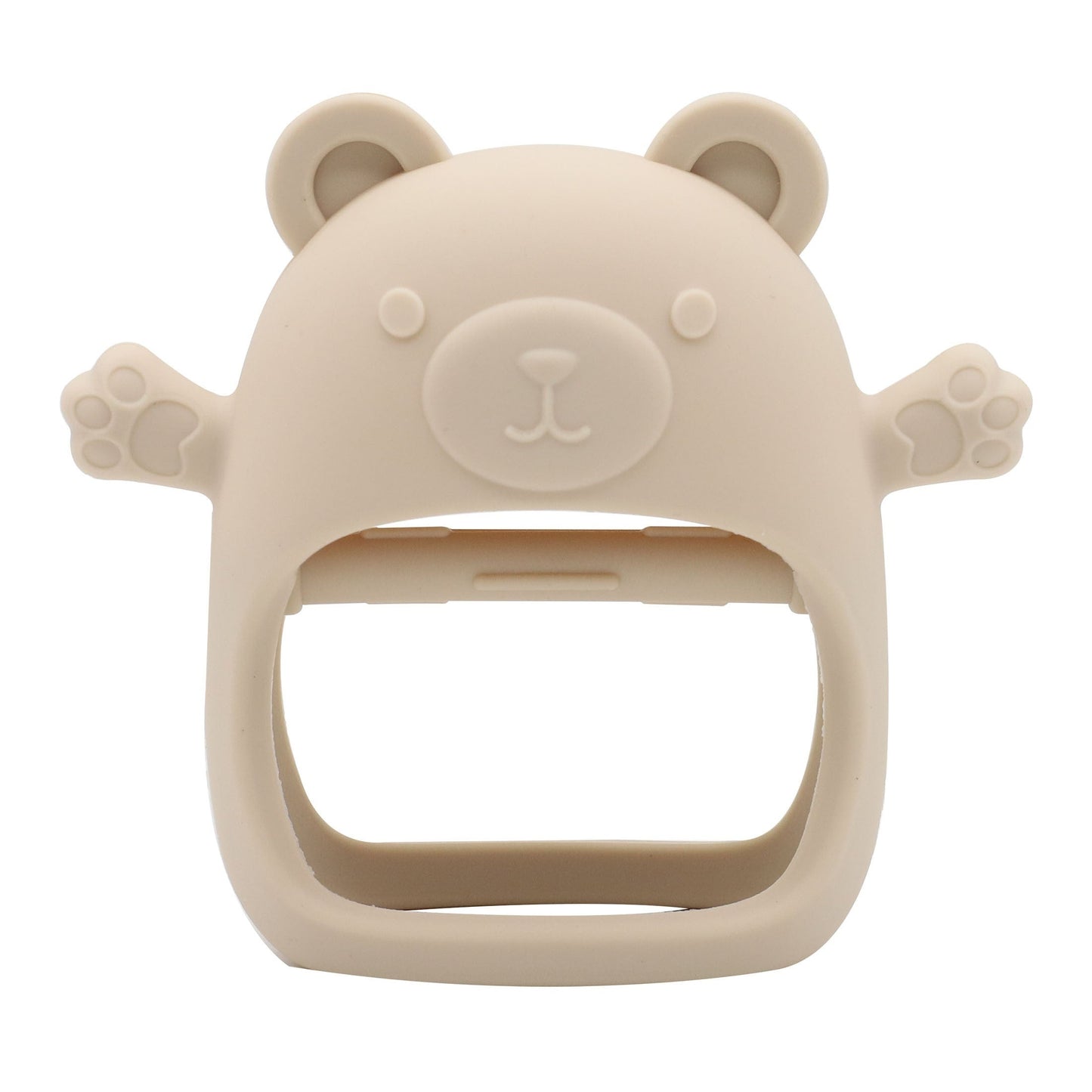 Children's Teether Gloves featuring an Adorable Bear Silicone Teether for Fall Prevention. This Teething Toy is Gentle to the touch and Suitable for Sucking. Perfect as a New Year's Gift!