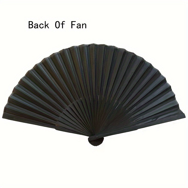 Chinese Style Folding Fan Set of 3 in Cool Black - Perfect Party Gift