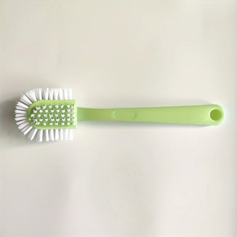 Multi-functional 5-Sided Plastic Laundry Brush with Long Handle - Durable Manual Cleaning Tool for Shoes, Clothes, Toilets, and Outdoor Use - No Electricity Required